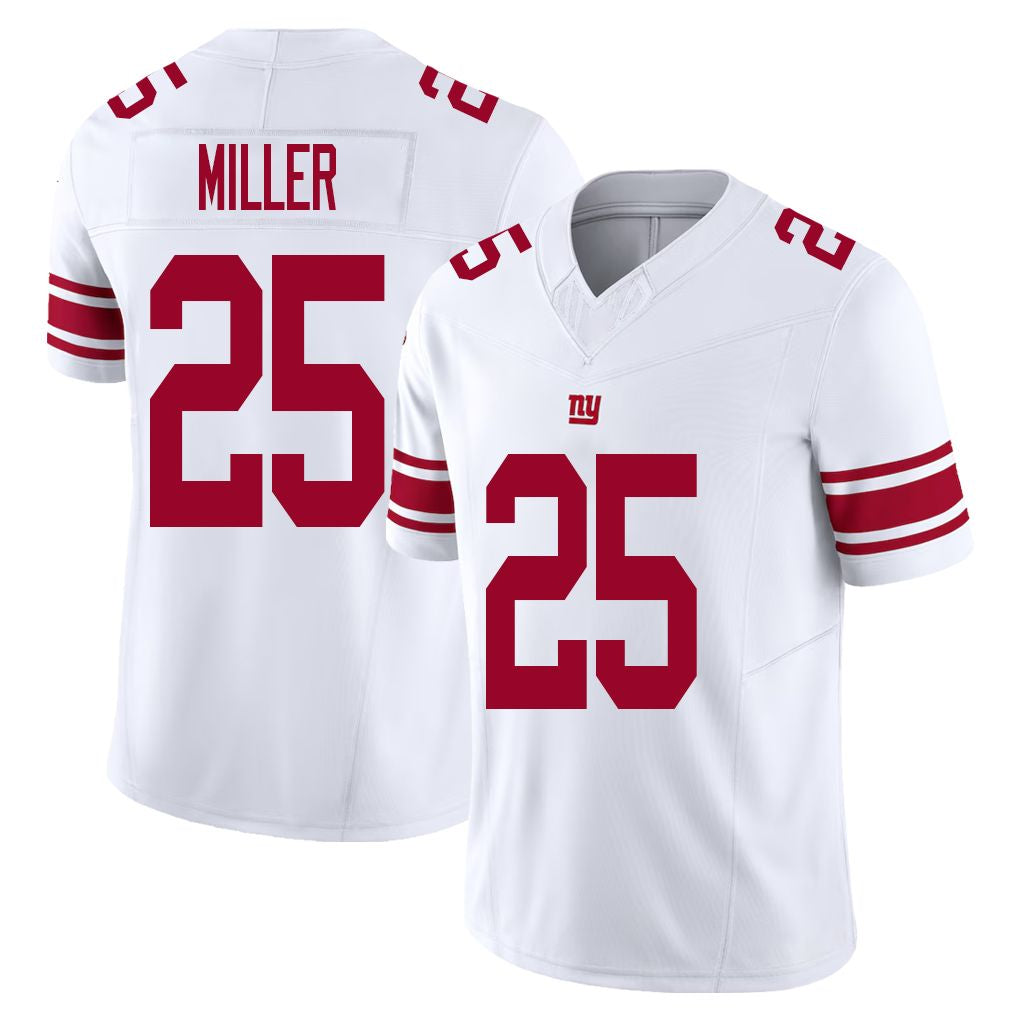 New York #25 Miller Player Football V Neck Short Sleeve White Jersey Dante For Men Youth Women Gift