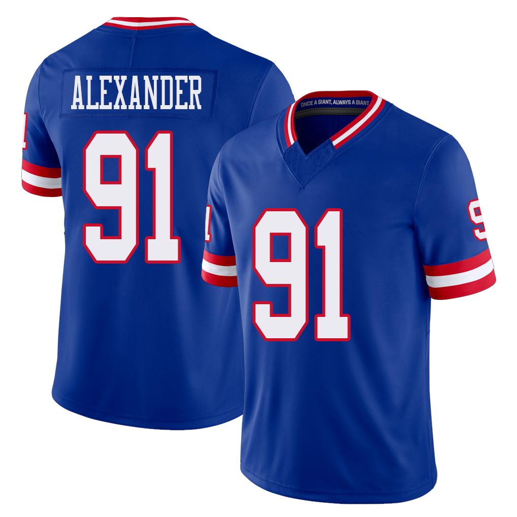 New York #91 Darius Player Football V Neck Short Sleeve Royal Jersey Alexander For Men Youth Women Gift
