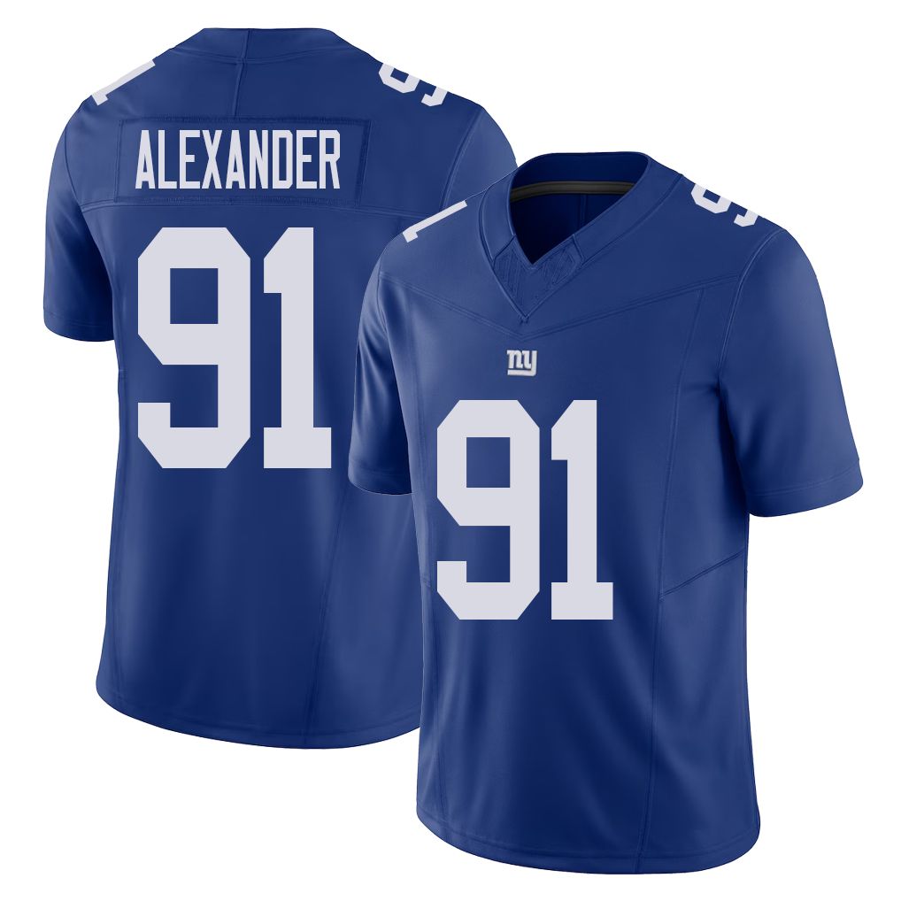 New York #91 Darius Player Football V Neck Short Sleeve Royal Jersey Alexander For Men Youth Women Gift