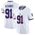 New York #91 Alexander Player Football V Neck Short Sleeve White Jersey Darius For Men Youth Women Gift