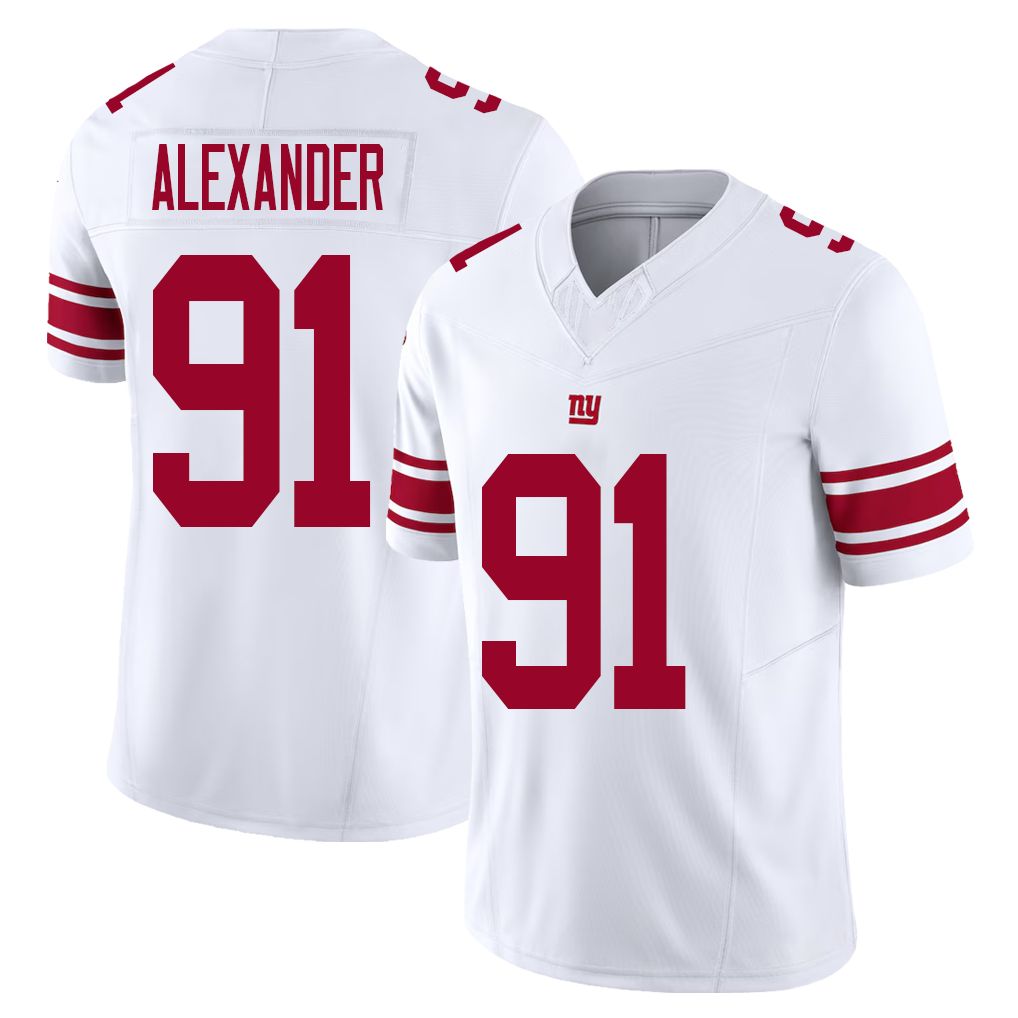 New York #91 Alexander Player Football V Neck Short Sleeve White Jersey Darius For Men Youth Women Gift