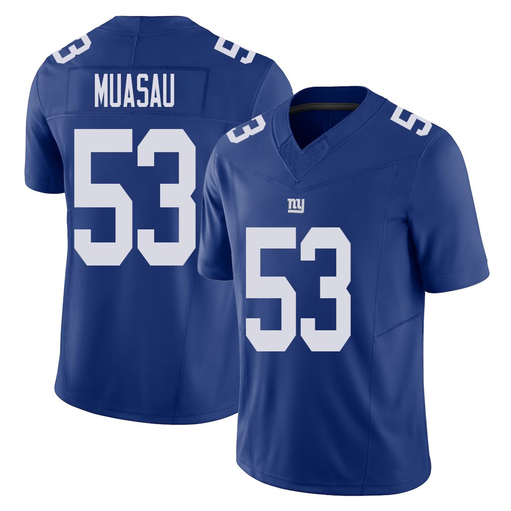 New York #53 Darius Player Football V Neck Short Sleeve Royal Jersey Muasau For Men Youth Women Gift
