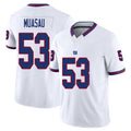 New York #53 Muasau Player Football V Neck Short Sleeve White Jersey Darius For Men Youth Women Gift