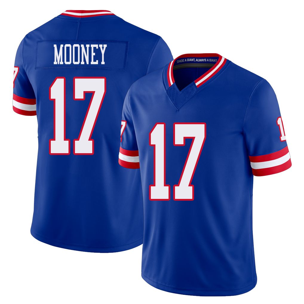 New York #17 Darnell Player Football V Neck Short Sleeve Royal Jersey Mooney For Men Youth Women Gift