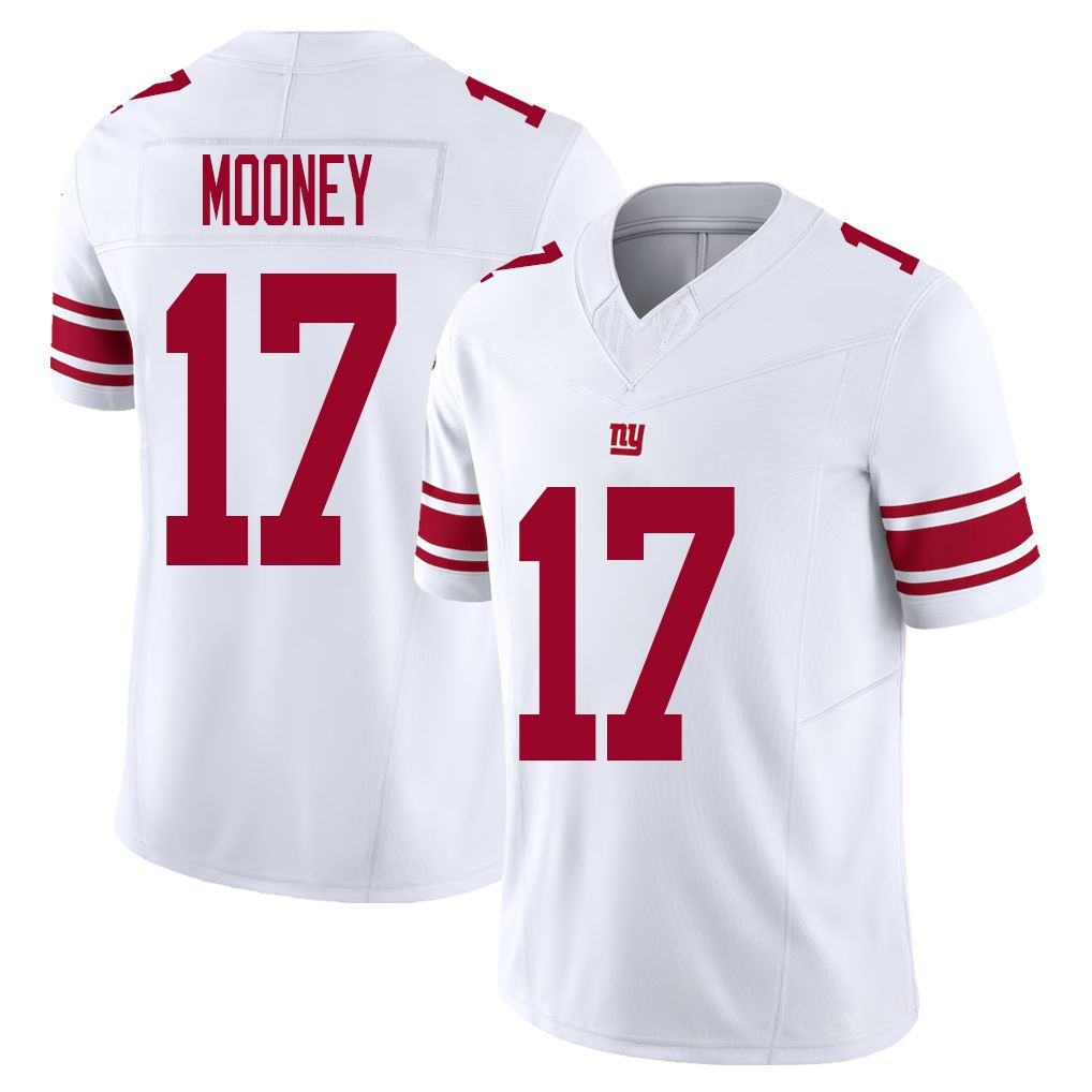 New York #17 Mooney Player Football V Neck Short Sleeve White Jersey Darnell For Men Youth Women Gift