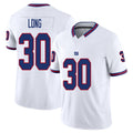 New York #30 Long Player Football V Neck Short Sleeve White Jersey David For Men Youth Women Gift