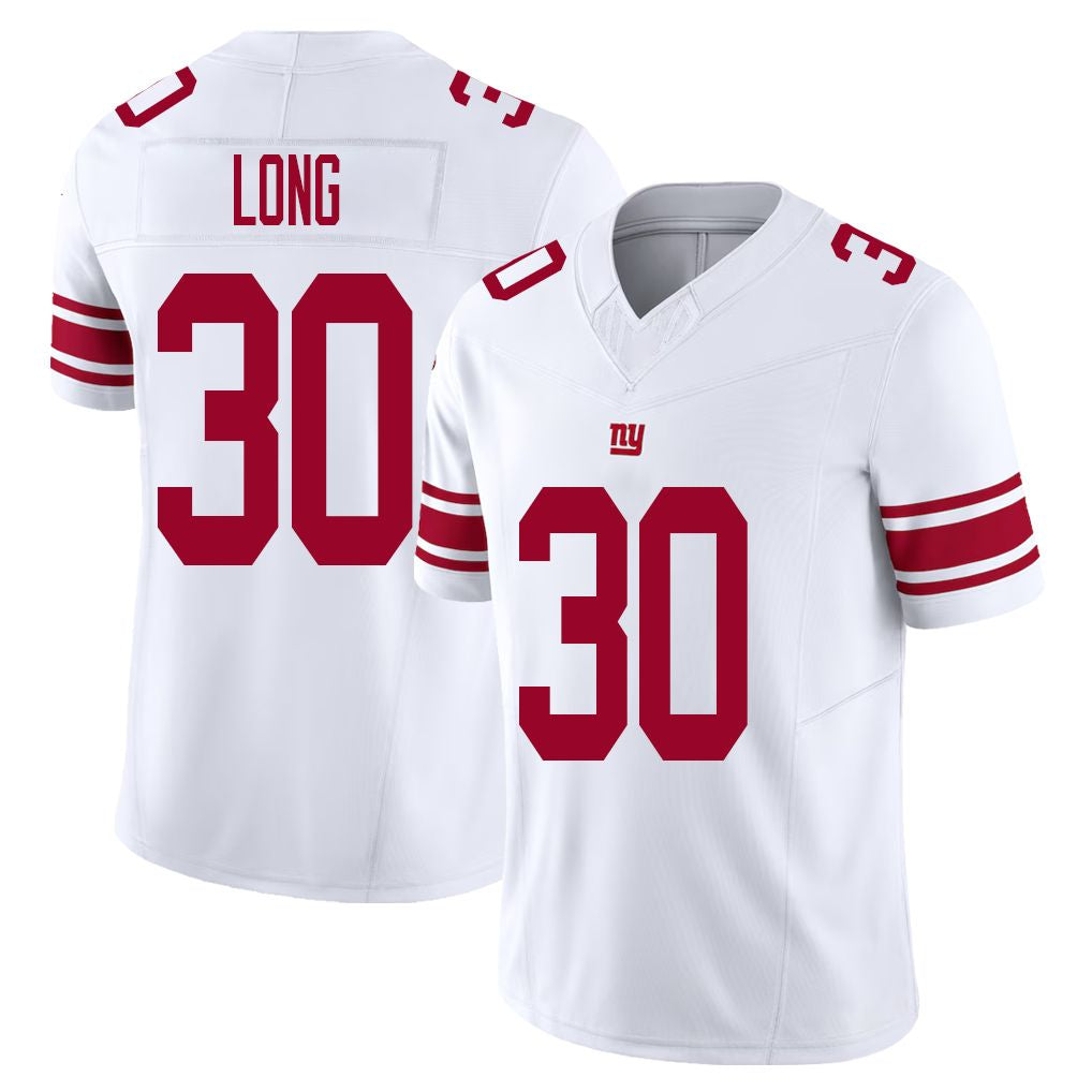 New York #30 Long Player Football V Neck Short Sleeve White Jersey David For Men Youth Women Gift