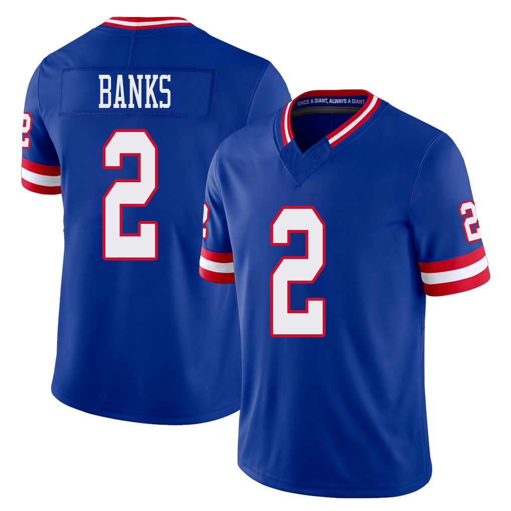 New York #2 Deonte Player Football V Neck Short Sleeve Royal Jersey Banks For Men Youth Women Gift