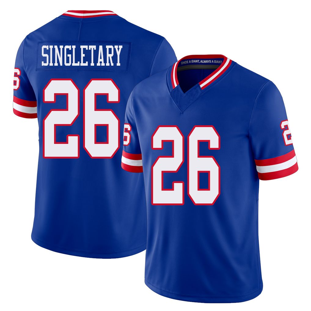 New York #26 Devin Player Football V Neck Short Sleeve Royal Jersey Singletary For Men Youth Women Gift