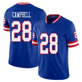 New York #28 Elijah Player Football V Neck Short Sleeve Royal Jersey Campbell For Men Youth Women Gift