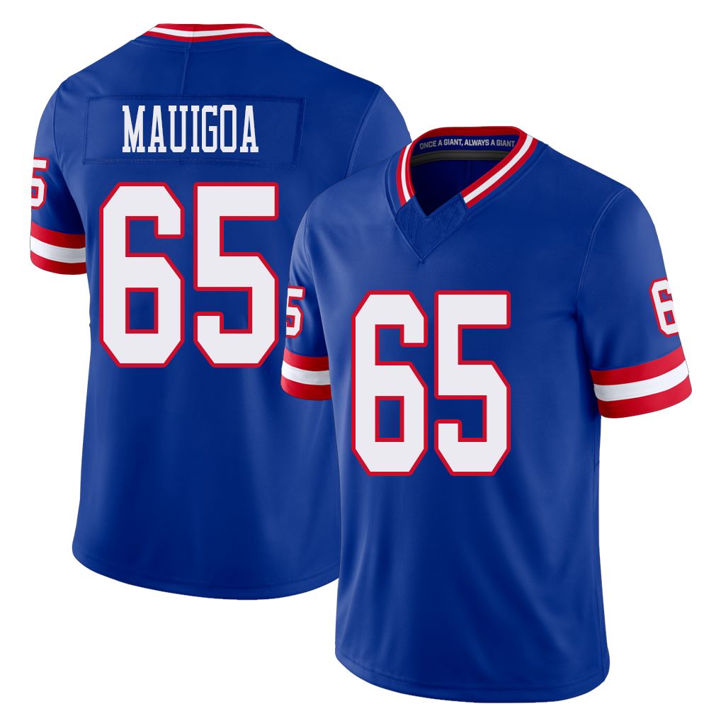 New York #65 Francis Player Football V Neck Short Sleeve Royal Jersey Mauigoa For Men Youth Women Gift
