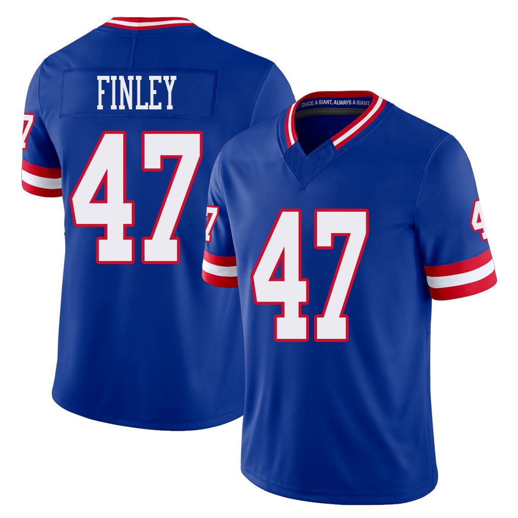 New York #47 Grant Player Football V Neck Short Sleeve Royal Jersey Finley For Men Youth Women Gift