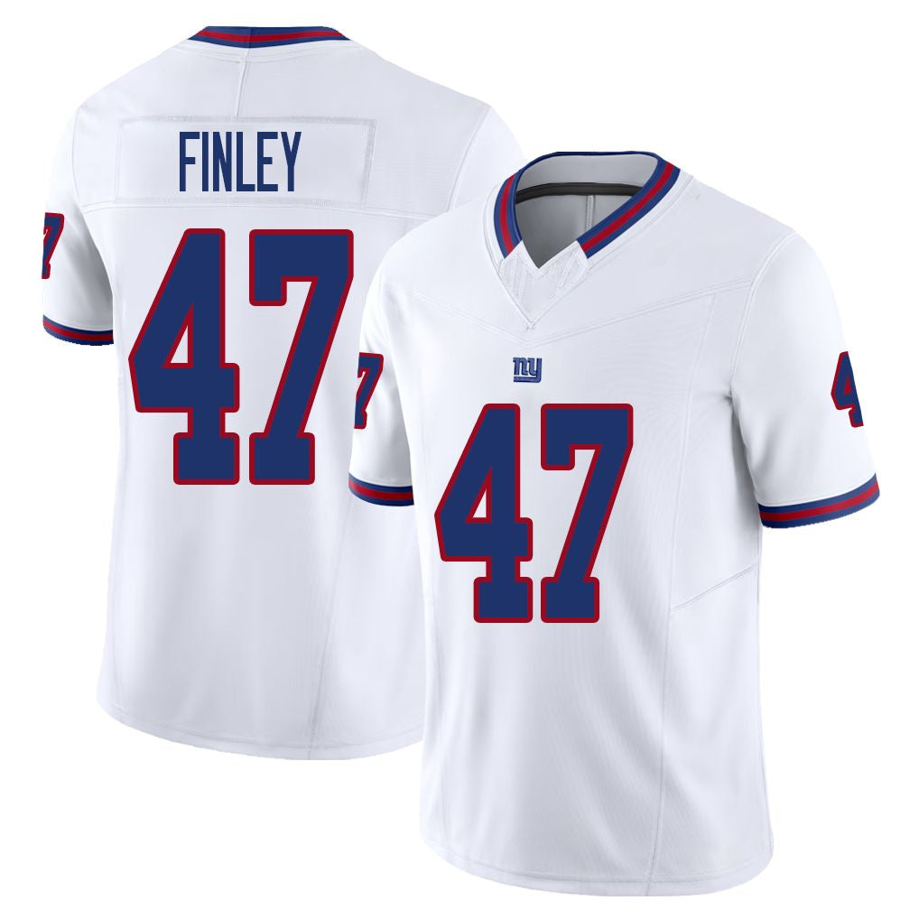 New York #47 Finley Player Football V Neck Short Sleeve White Jersey Grant For Men Youth Women Gift