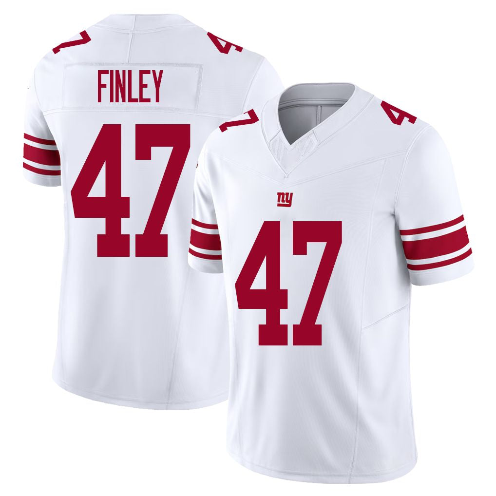 New York #47 Finley Player Football V Neck Short Sleeve White Jersey Grant For Men Youth Women Gift