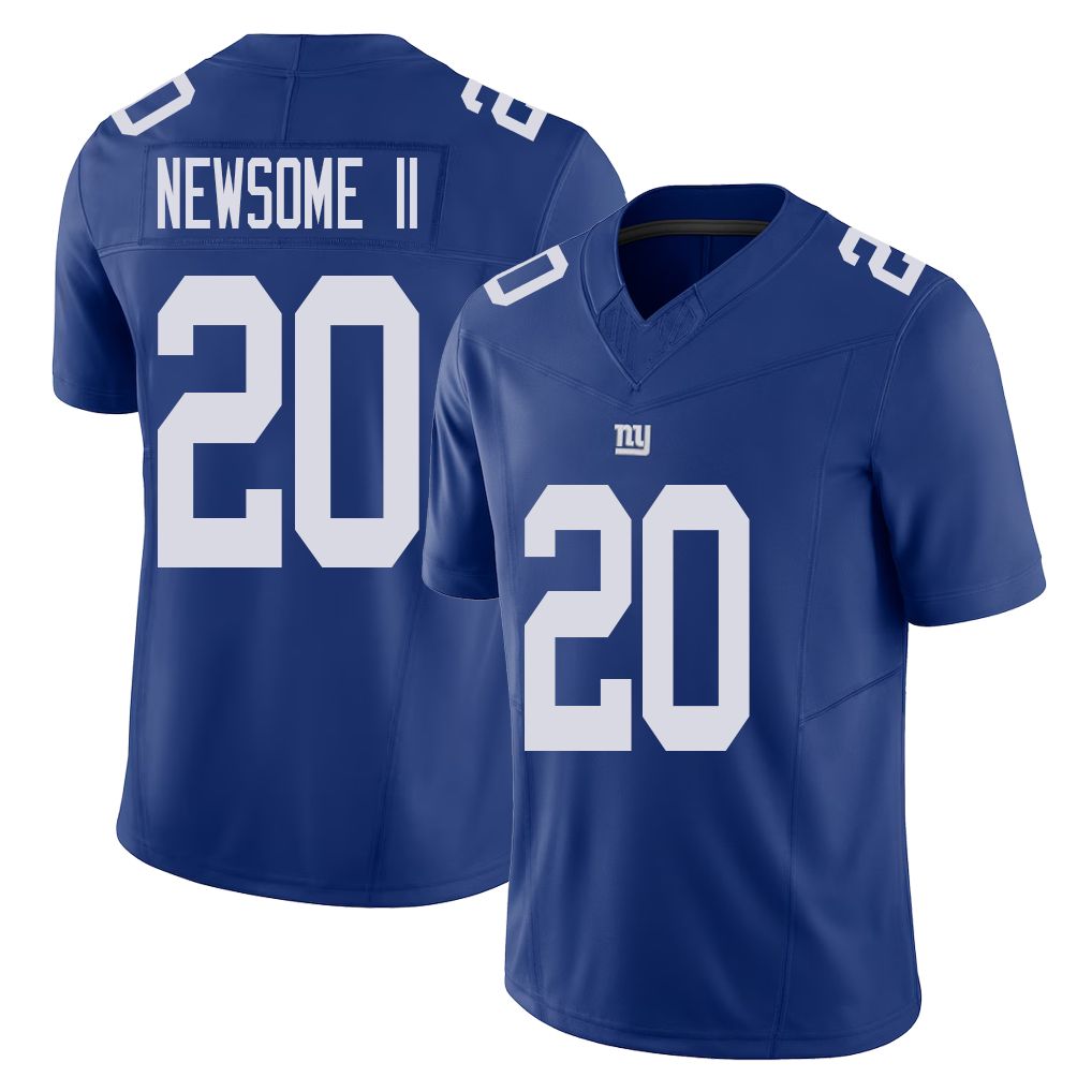 New York #20 Greg Player Football V Neck Short Sleeve Royal Jersey Newsome II For Men Youth Women Gift