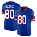 New York #80 Gunner Player Football V Neck Short Sleeve Royal Jersey Olszewski For Men Youth Women Gift
