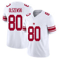 New York #80 Gunner Player Football V Neck Short Sleeve White Jersey Olszewski For Men Youth Women Gift