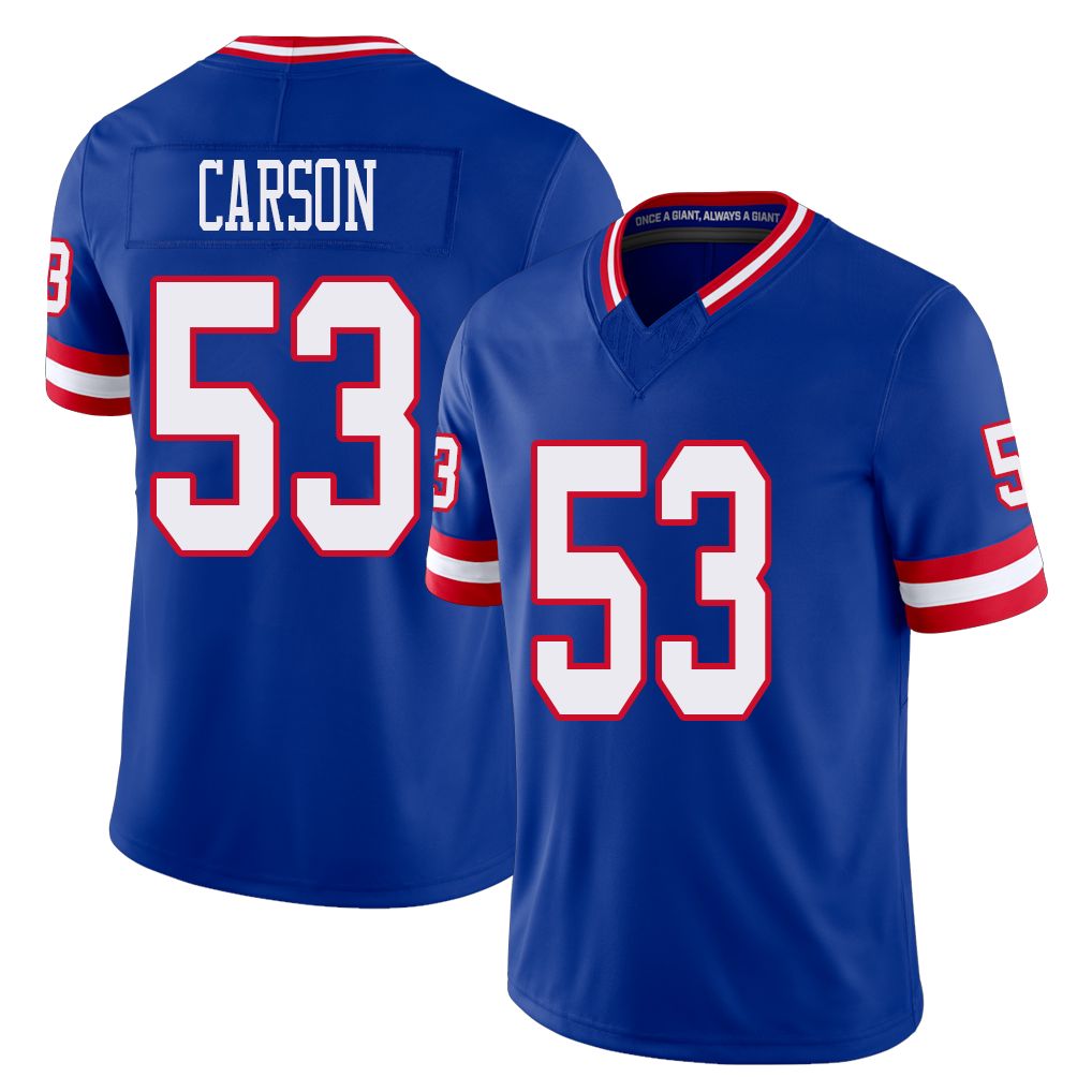 New York #53 Harry Player Football V Neck Short Sleeve Royal Jersey Carson For Men Youth Women Gift