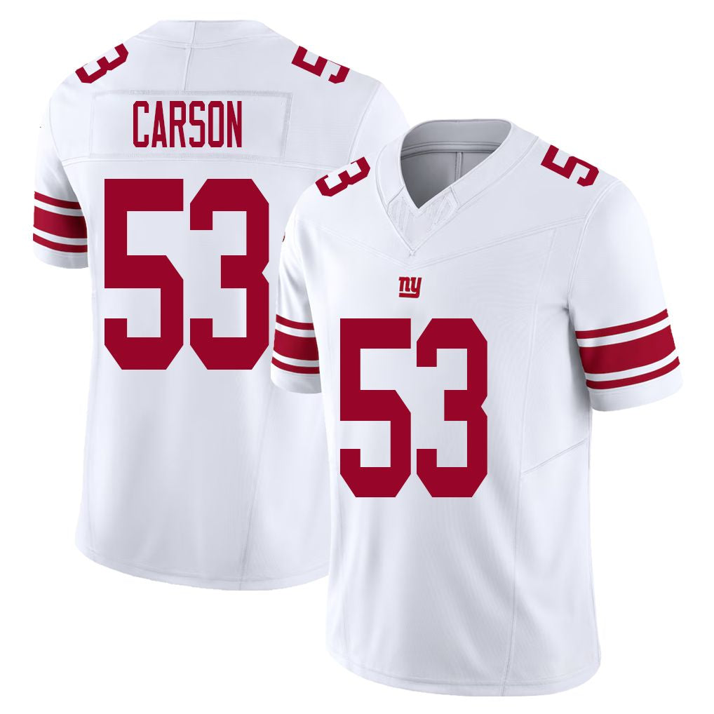 New York #53 Harry Player Football V Neck Short Sleeve White Jersey Carson For Men Youth Women Gift