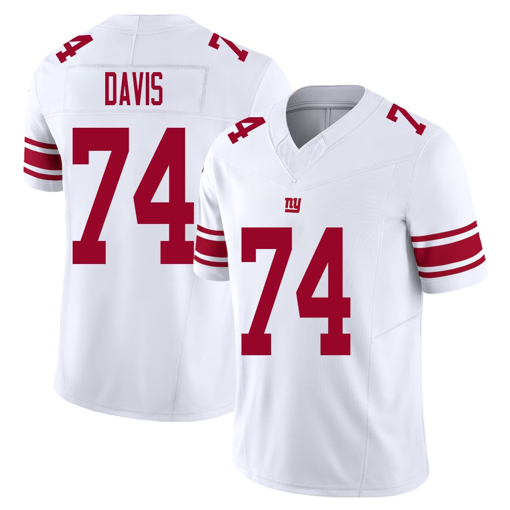 New York #74 J.C. Player Football V Neck Short Sleeve White Jersey Davis For Men Youth Women Gift