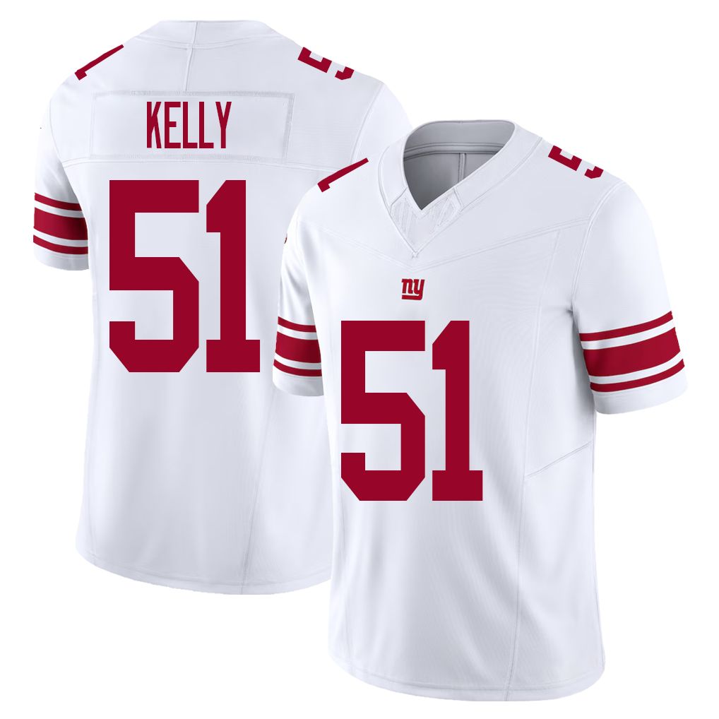 New York #51 Jack Player Football V Neck Short Sleeve White Jersey Kelly For Men Youth Women Gift