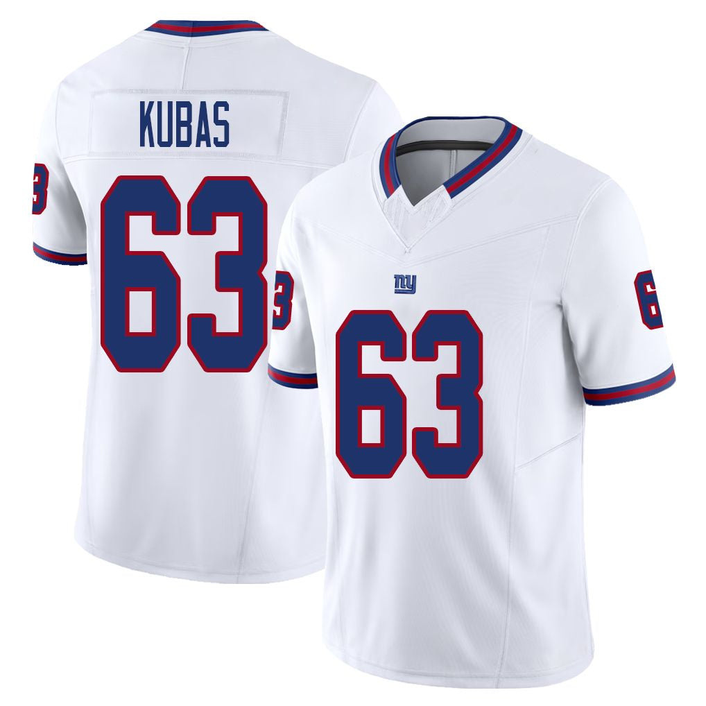 New York #63 Kubas Player Football V Neck Short Sleeve White Jersey Jake For Men Youth Women Gift