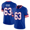 New York #63 Jake Player Football V Neck Short Sleeve Royal Jersey Kubas For Men Youth Women Gift