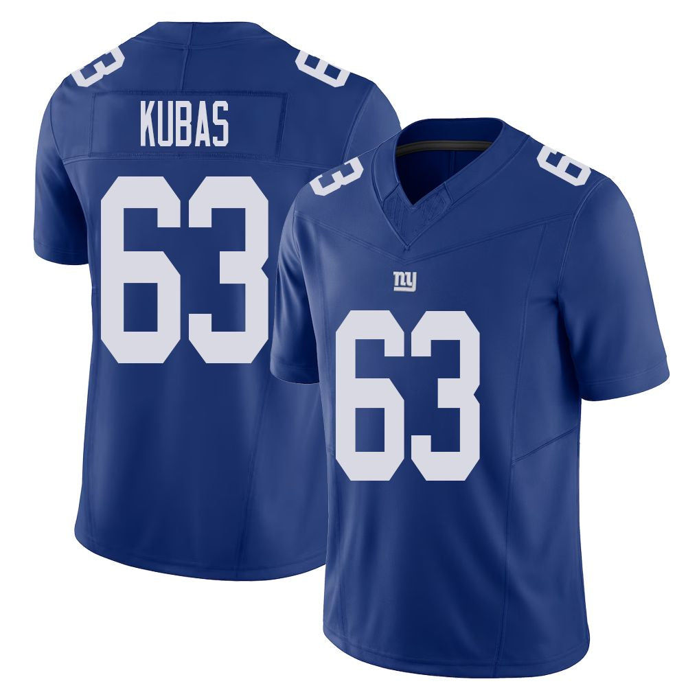 New York #63 Jake Player Football V Neck Short Sleeve Royal Jersey Kubas For Men Youth Women Gift