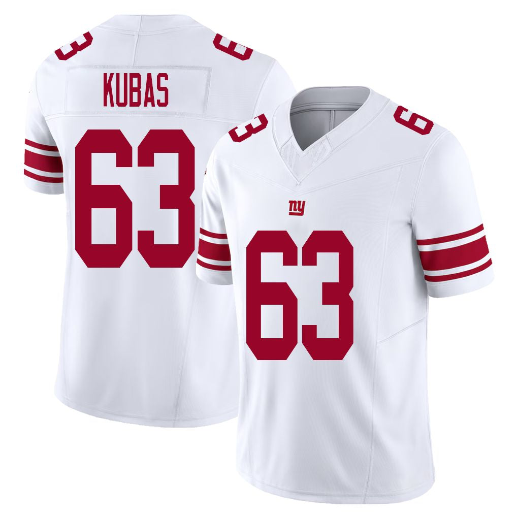 New York #63 Jake Player Football V Neck Short Sleeve White Jersey Kubas For Men Youth Women Gift