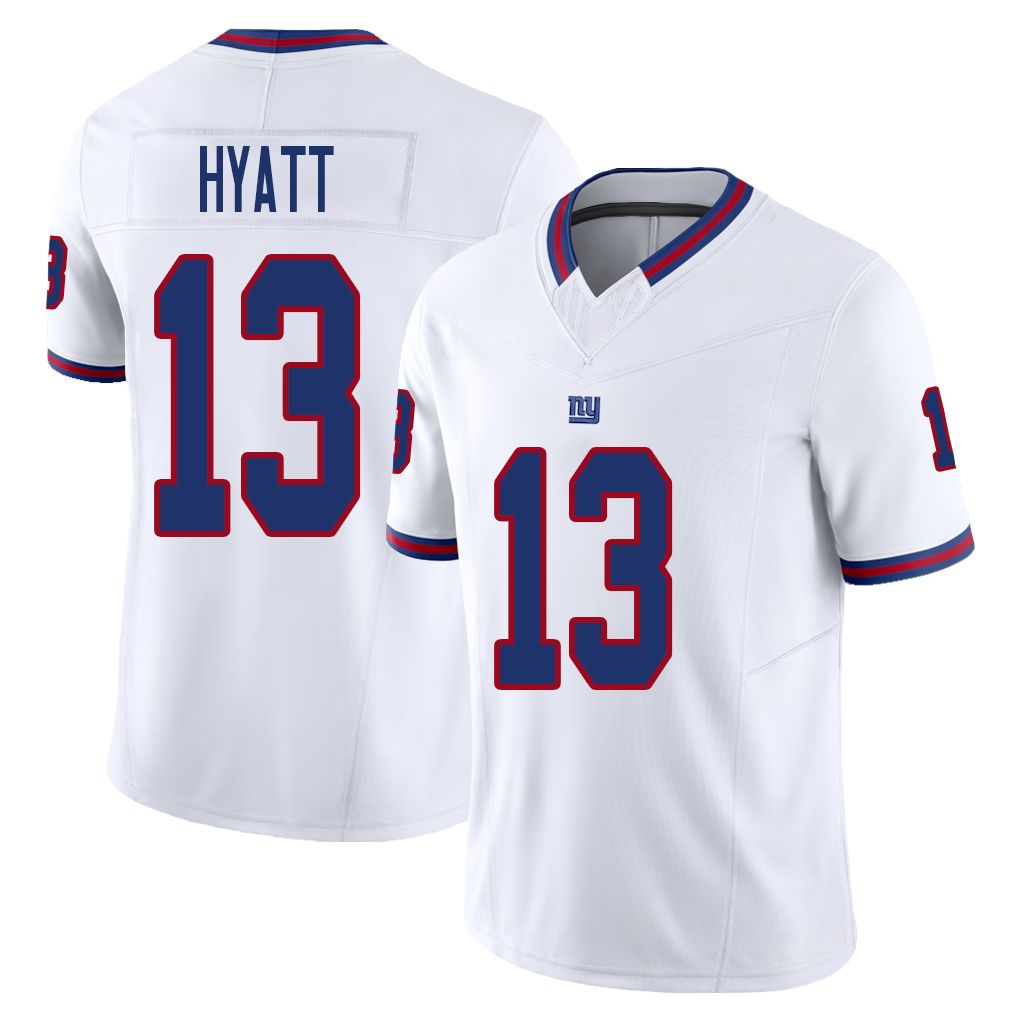 New York #13 Hyatt Player Football V Neck Short Sleeve White Jersey Jalin For Men Youth Women Gift