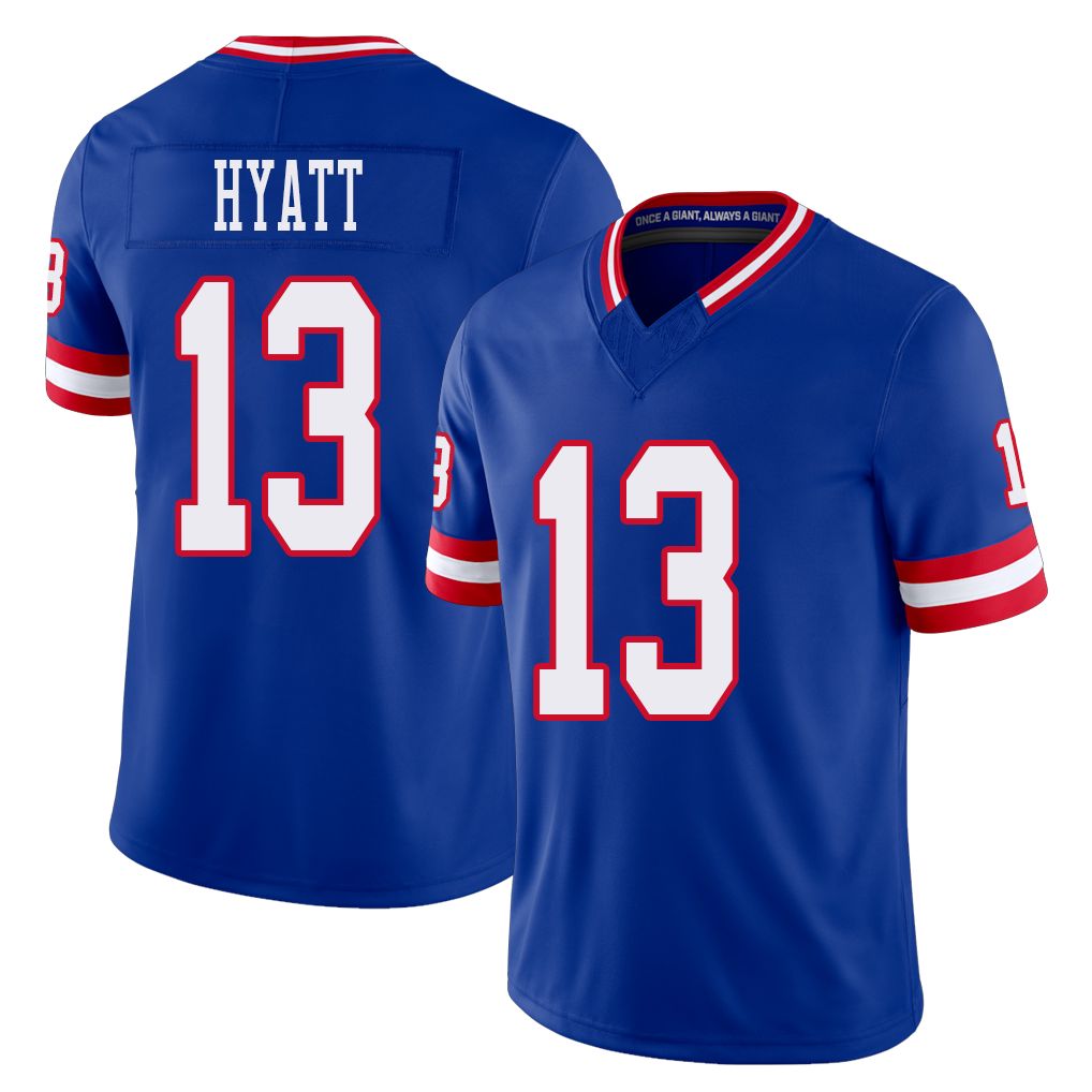 New York #13 Jalin Player Football V Neck Short Sleeve Royal Jersey Hyatt For Men Youth Women Gift