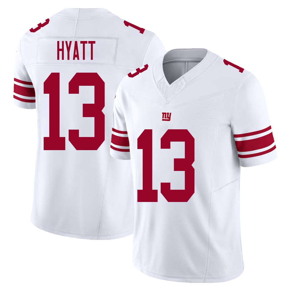 New York #13 Jalin Player Football V Neck Short Sleeve White Jersey Hyatt For Men Youth Women Gift