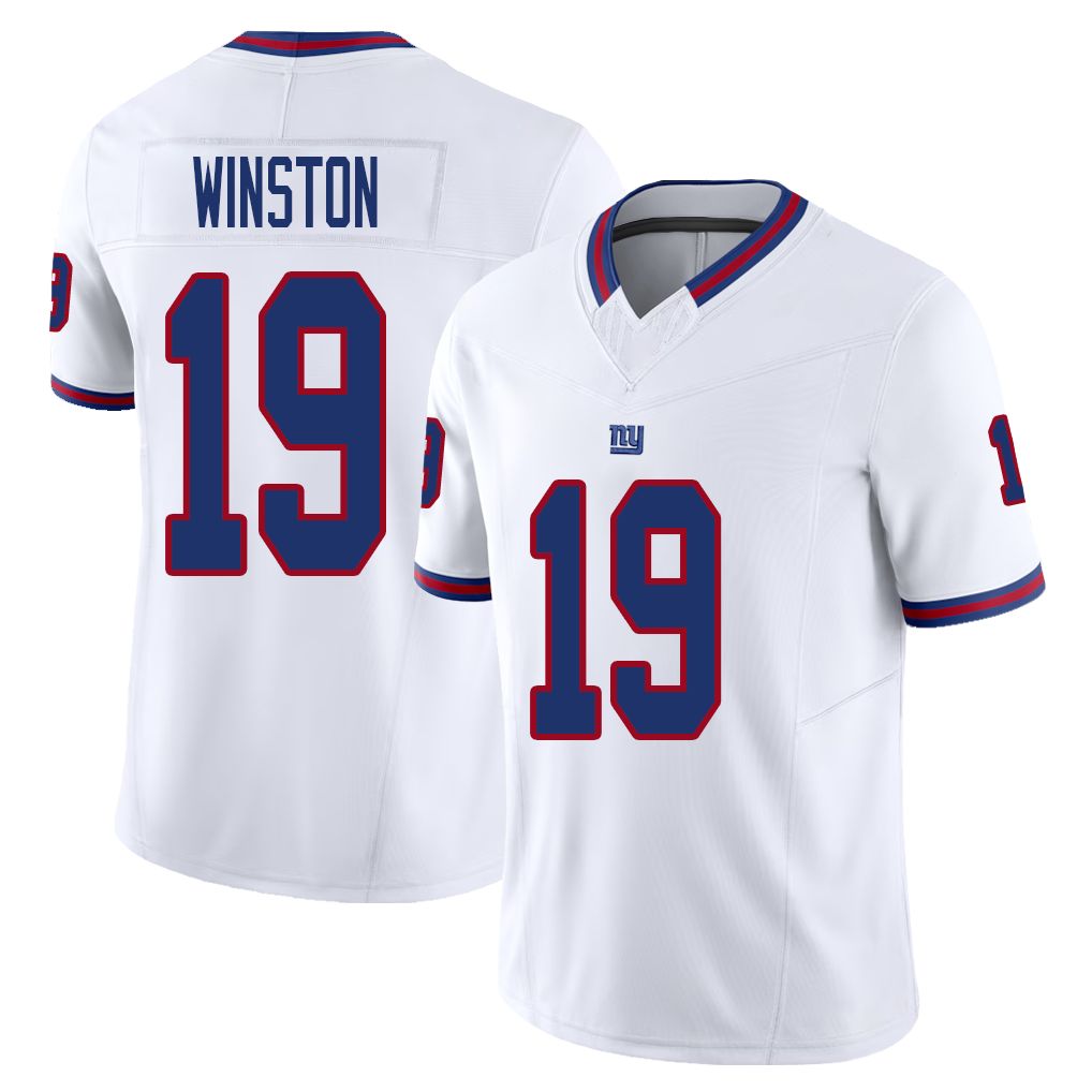 New York #19 Winston Player Football V Neck Short Sleeve White Jersey Jameis For Men Youth Women Gift