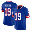 New York #19 Jameis Player Football V Neck Short Sleeve Royal Jersey Winston For Men Youth Women Gift