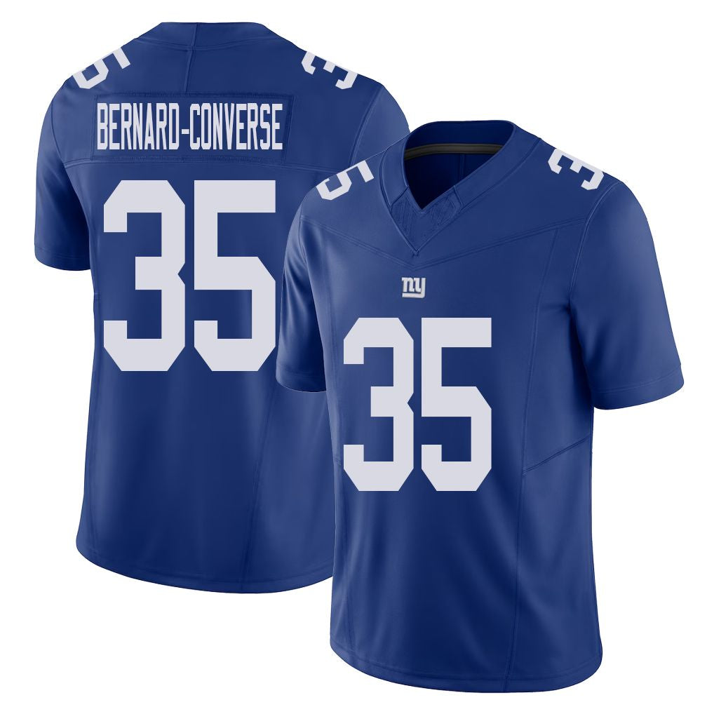 New York #35 Jarrick Player Football V Neck Short Sleeve Royal Jersey Bernard-Converse For Men Youth Women Gift