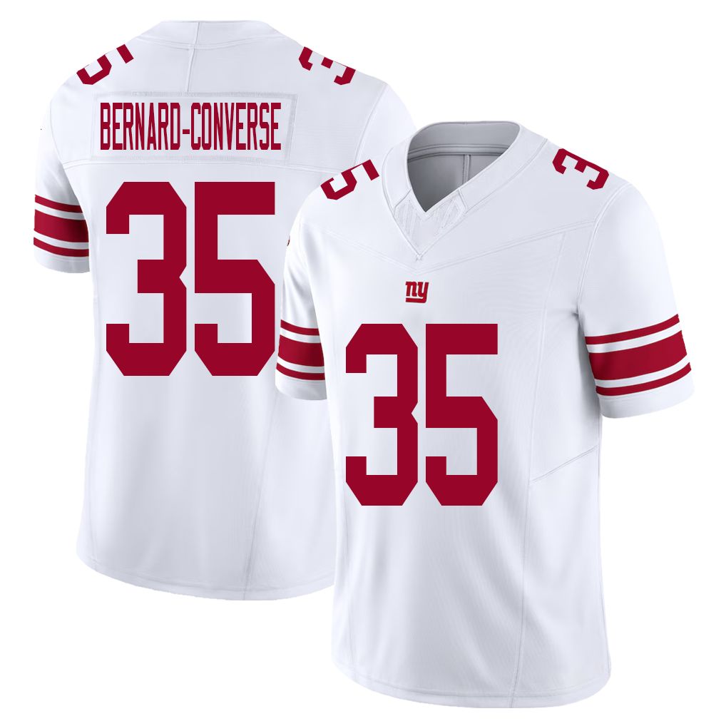 New York #35 Jarrick Player Football V Neck Short Sleeve White Jersey Bernard-Converse For Men Youth Women Gift