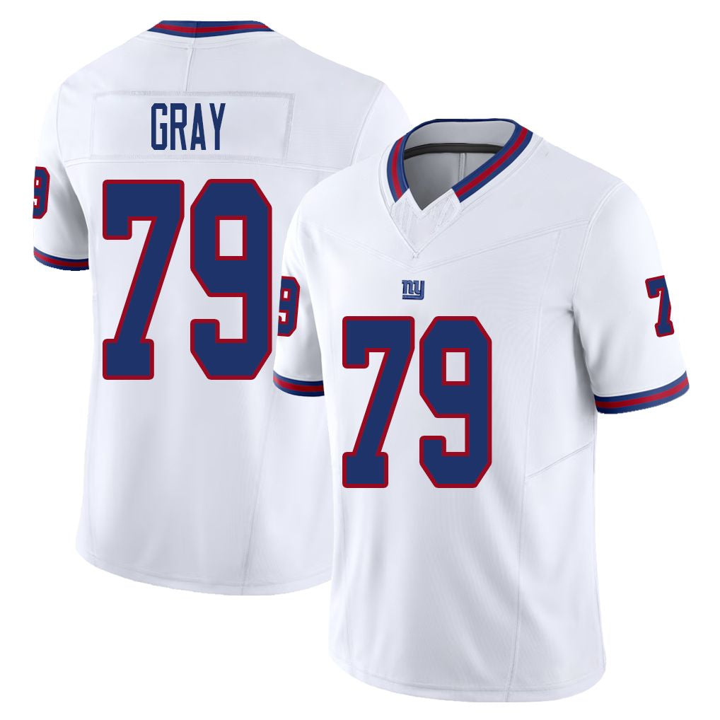 New York #79 Gray Player Football V Neck Short Sleeve White Jersey Jarrod For Men Youth Women Gift