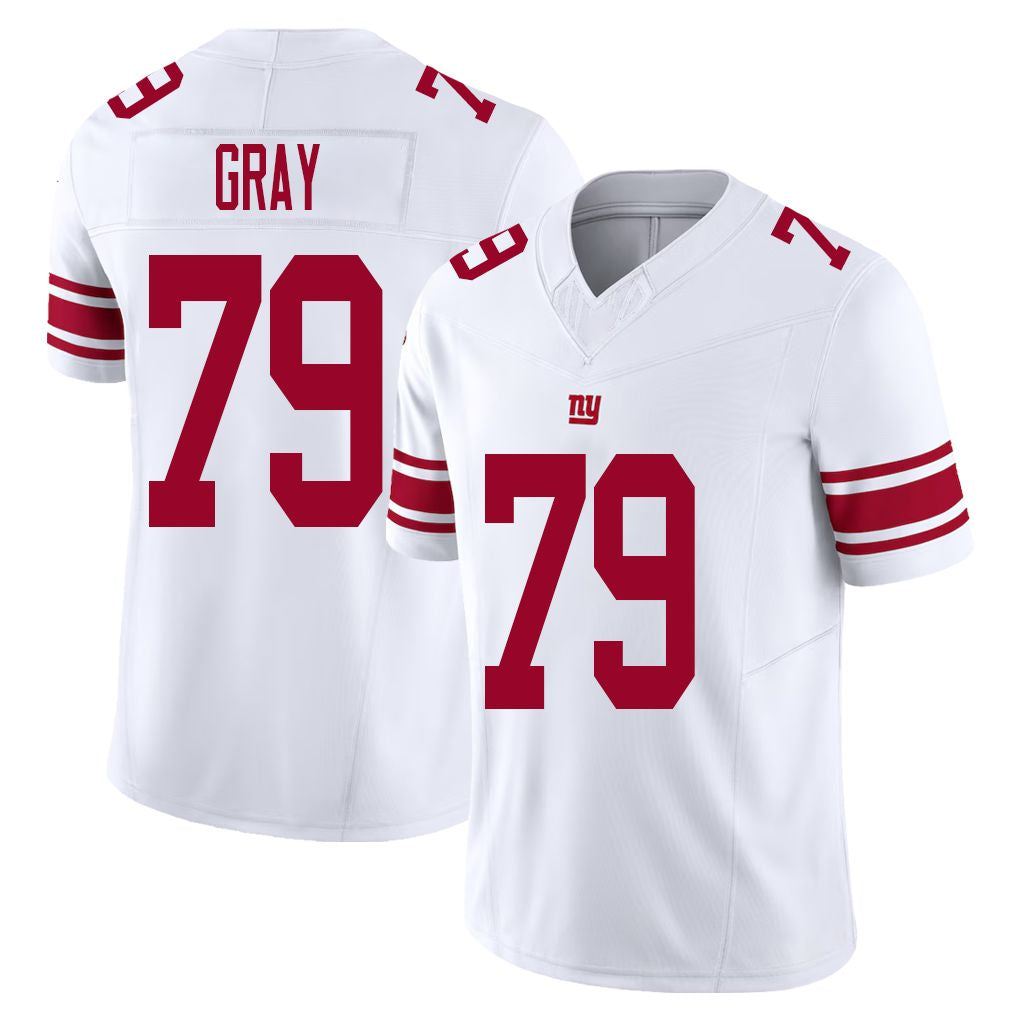 New York #79 Jarrod Player Football V Neck Short Sleeve White Jersey Gray For Men Youth Women Gift