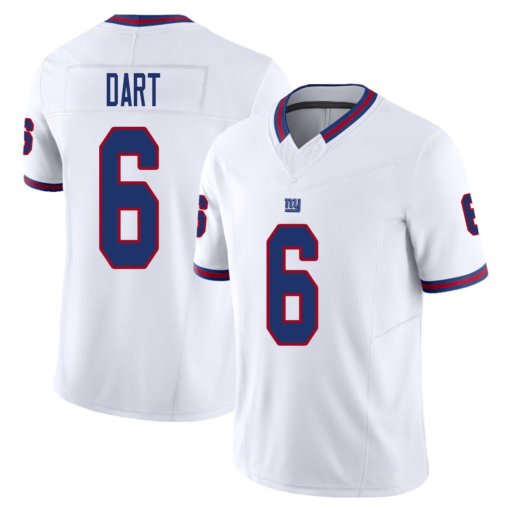 New York #6 Dart Player Football V Neck Short Sleeve White Jersey Jaxson For Men Youth Women Gift
