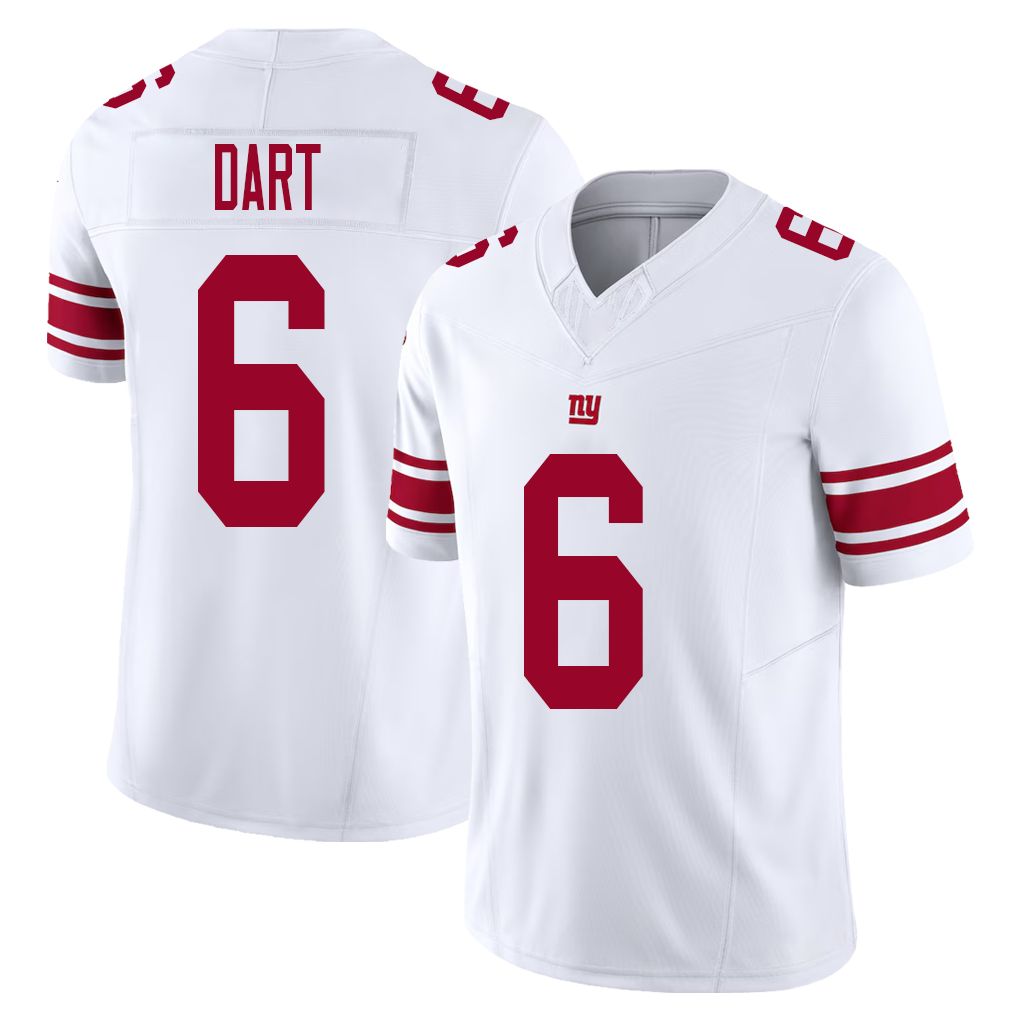 New York #6 Jaxson Player Football V Neck Short Sleeve White Jersey Dart For Men Youth Women Gift