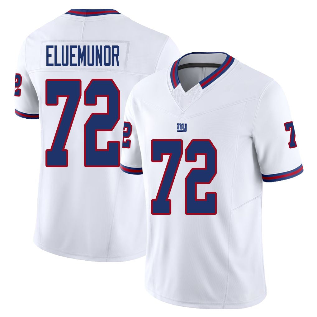 New York #72 Eluemunor Player Football V Neck Short Sleeve White Jersey Jermaine For Men Youth Women Gift