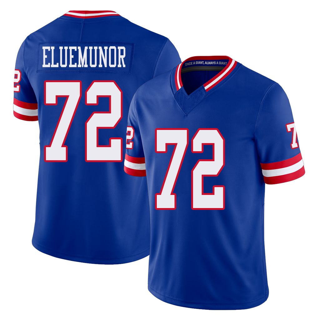 New York #72 Jermaine Player Football V Neck Short Sleeve Royal Jersey Eluemunor For Men Youth Women Gift