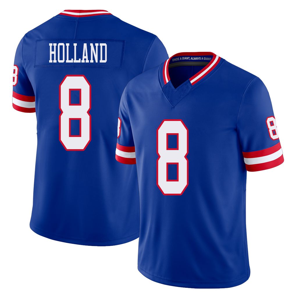 New York #8 Jevon Player Football V Neck Short Sleeve Royal Jersey Holland For Men Youth Women Gift