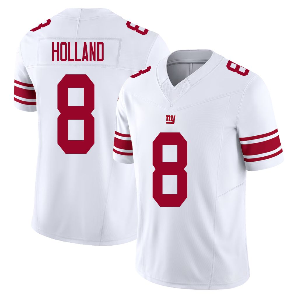 New York #8 Jevon Player Football V Neck Short Sleeve White Jersey Holland For Men Youth Women Gift