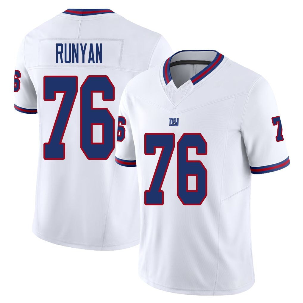 New York #76 Runyan Player Football V Neck Short Sleeve White Jersey Jon For Men Youth Women Gift