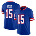 New York #15 Jordan Player Football V Neck Short Sleeve Royal Jersey Stout For Men Youth Women Gift