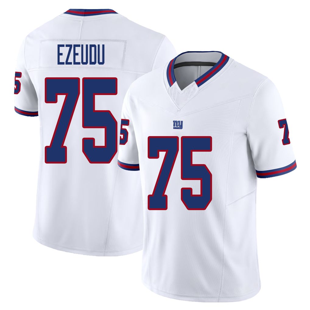 New York #75 Ezeudu Player Football V Neck Short Sleeve White Jersey Joshua For Men Youth Women Gift