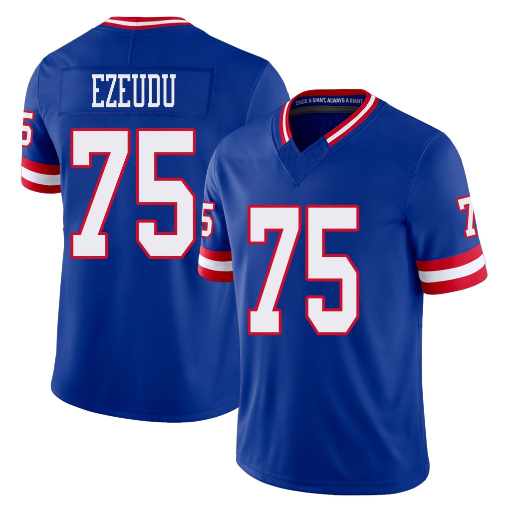 New York #75 Joshua Player Football V Neck Short Sleeve Royal Jersey Ezeudu For Men Youth Women Gift