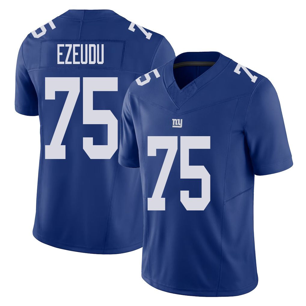 New York #75 Joshua Player Football V Neck Short Sleeve Royal Jersey Ezeudu For Men Youth Women Gift