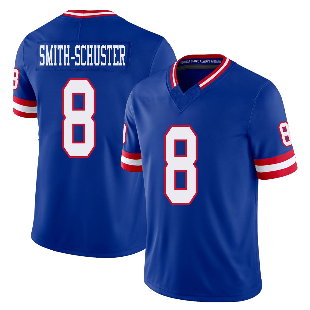 New York #8 JuJu Player Football V Neck Short Sleeve Royal Jersey Smith-Schuster For Men Youth Women Gift